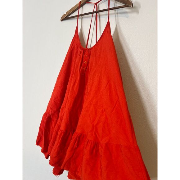 Sincerely Jules Red Rosa Cross Strap Dress Womens Sz S Shapeless Flowy Boho - Picture 3 of 13